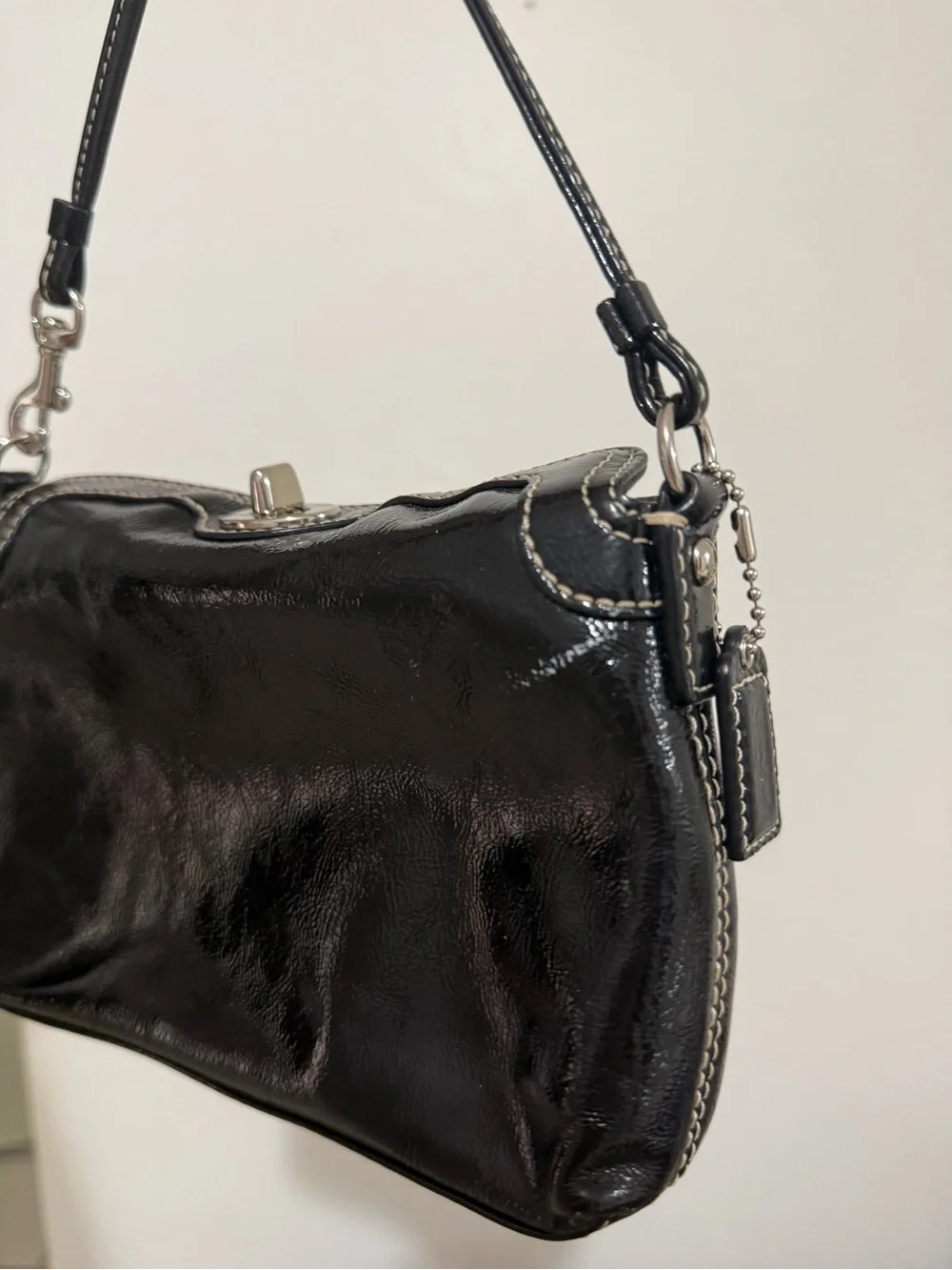 Coach Turnlock Wristlet- Gloss Black